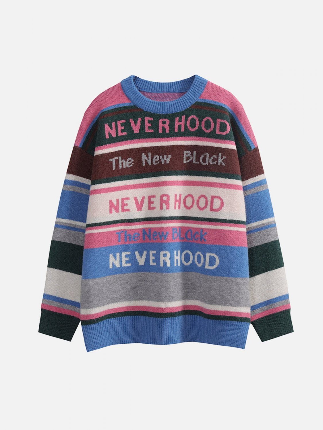 Alphabet Jacquard Stripe Knit Sweater