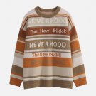 Alphabet Jacquard Stripe Knit Sweater