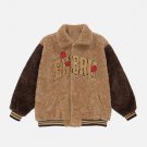 Alphabet Rose Contrast Panel Sherpa Winter Coat