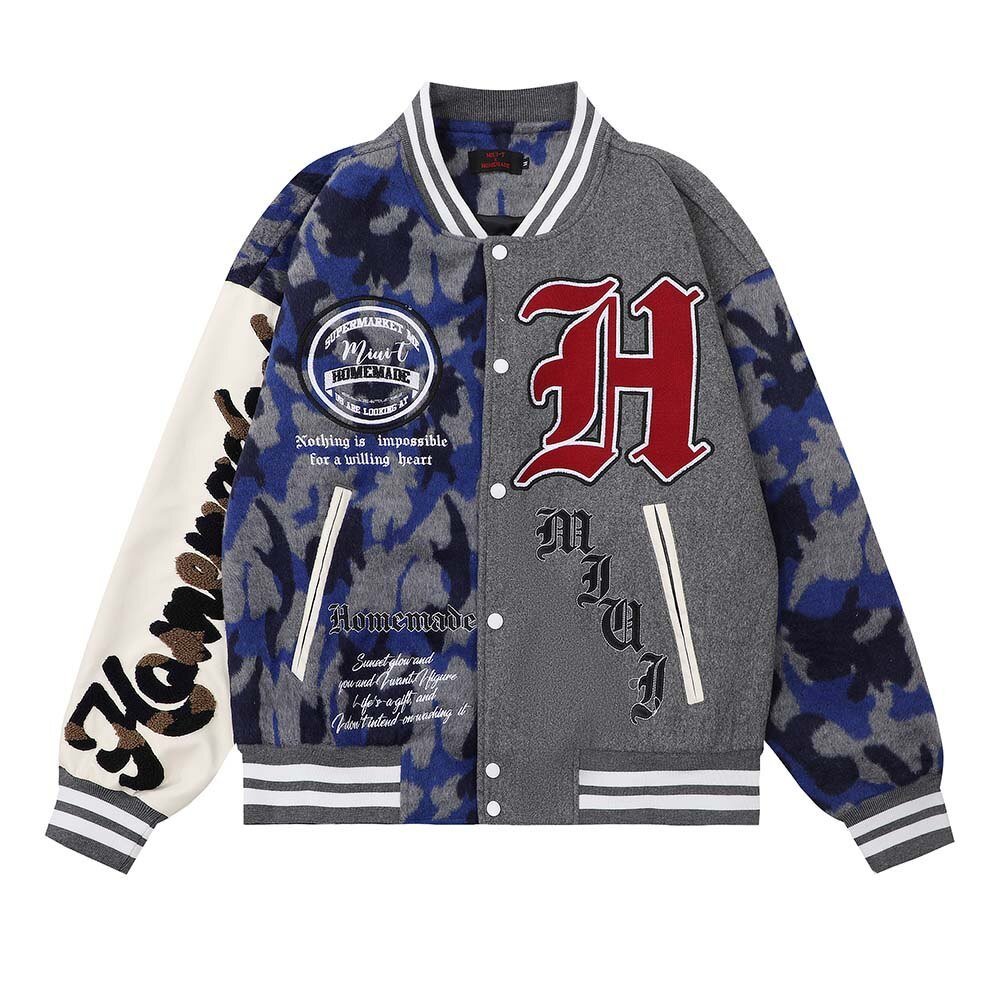 American Patchwork Camouflage Varsity Jacket
