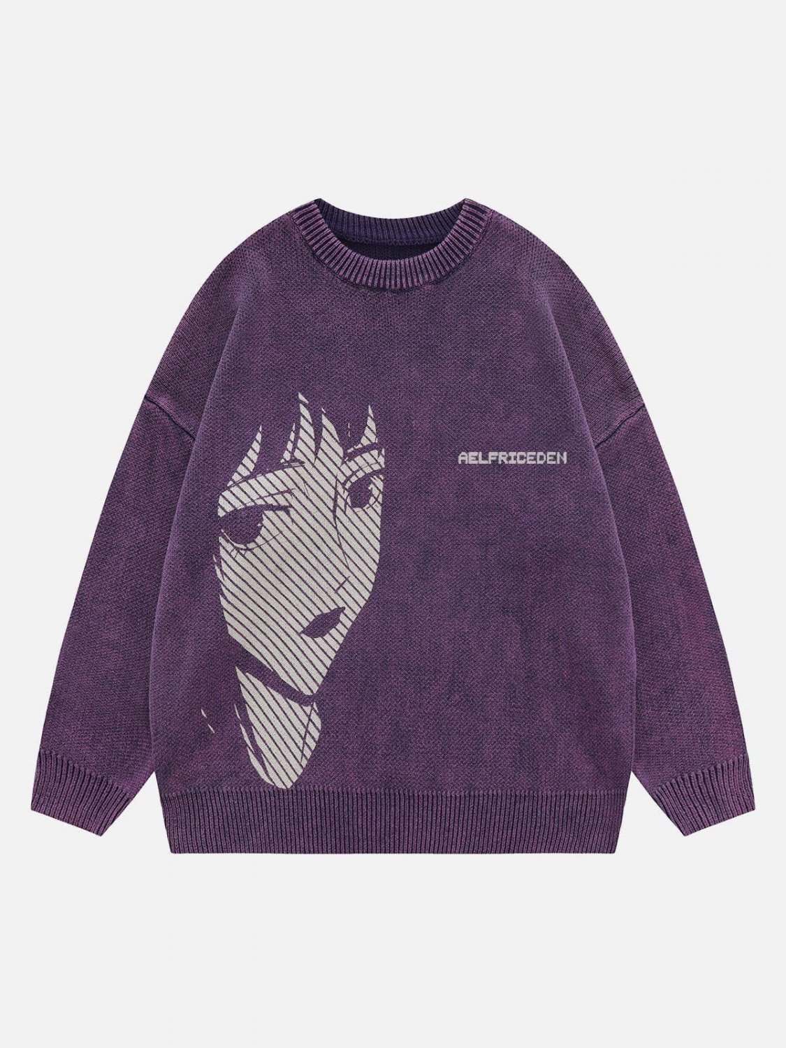 Anime Girl Print Pullover Sweater