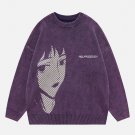 Anime Girl Print Pullover Sweater
