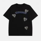 Applique Embroidery Denim Heart Elements Tee