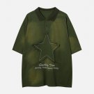 Applique Embroidery Star Washed Polo Tee