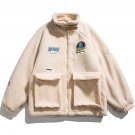 Astronaut Letter Embroidery Sherpa Winter Coat