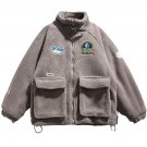 Astronaut Letter Embroidery Sherpa Winter Coat