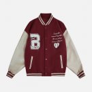 B Embroidery Patchwork Varsity Jacket