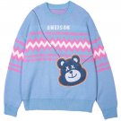 Bear Bag Pattern Stitching Knit Sweater