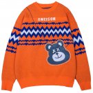 Bear Bag Pattern Stitching Knit Sweater