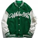 Bear Doll Embroidery PU Varsity Jacket