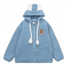 Bear Embroidered Ear Decoration Sherpa Winter Coat
