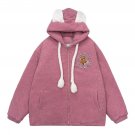 Bear Embroidered Ear Decoration Sherpa Winter Coat