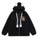 Bear Embroidered Ear Decoration Sherpa Winter Coat