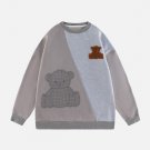Bear Embroidery Patchwork Sweatshirt