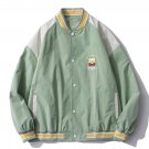 Bear Embroidery Stitching Sleeve Baseball Uniform Jacket