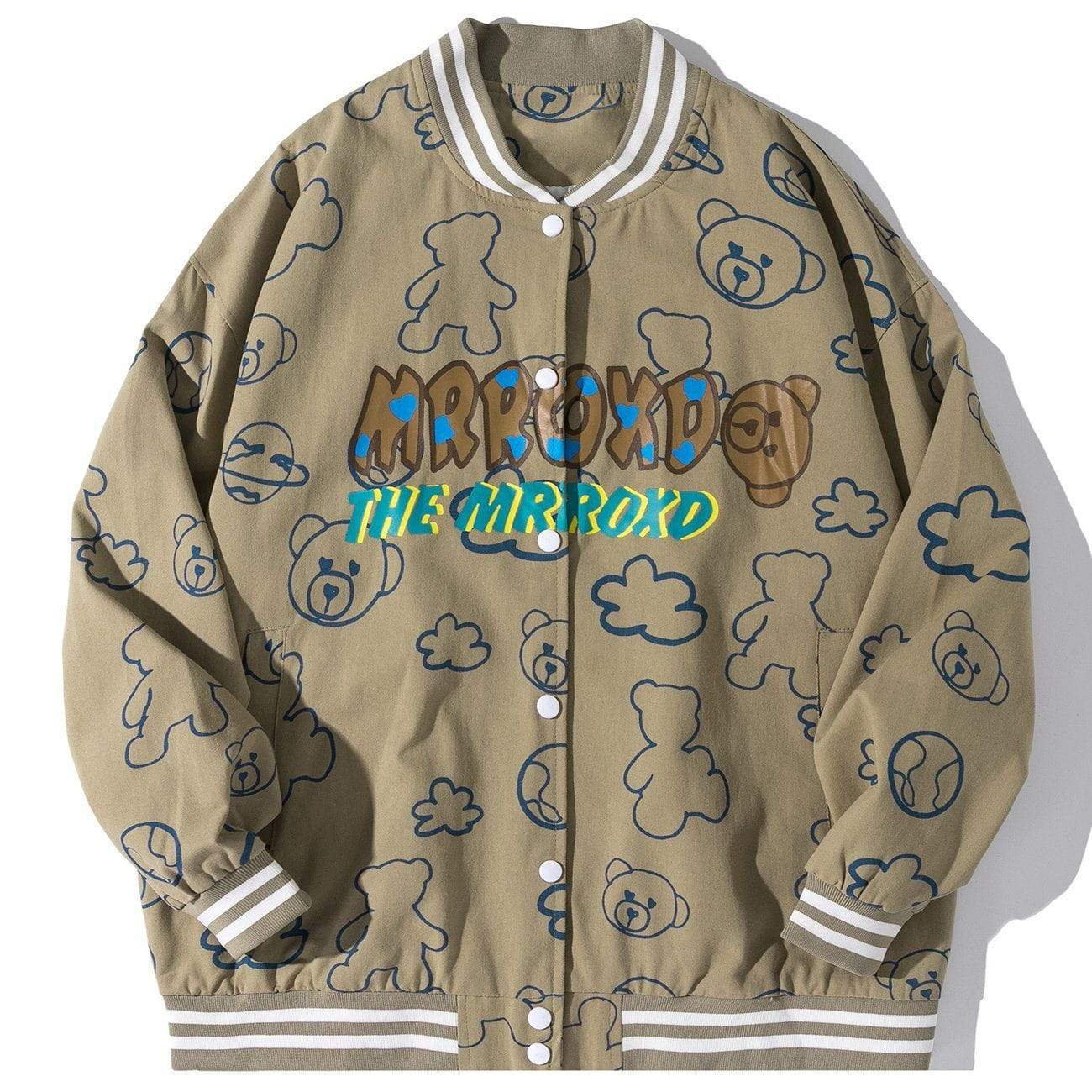 Bear Full Print Varsity Jacket