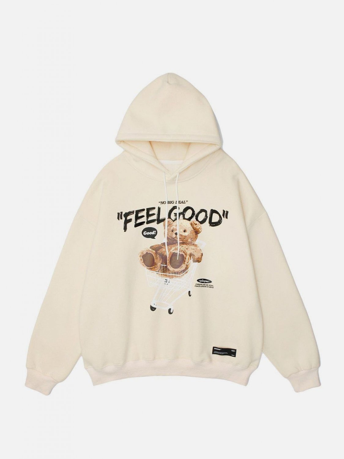 Bear Letter Shopping Cart Print Hoodie