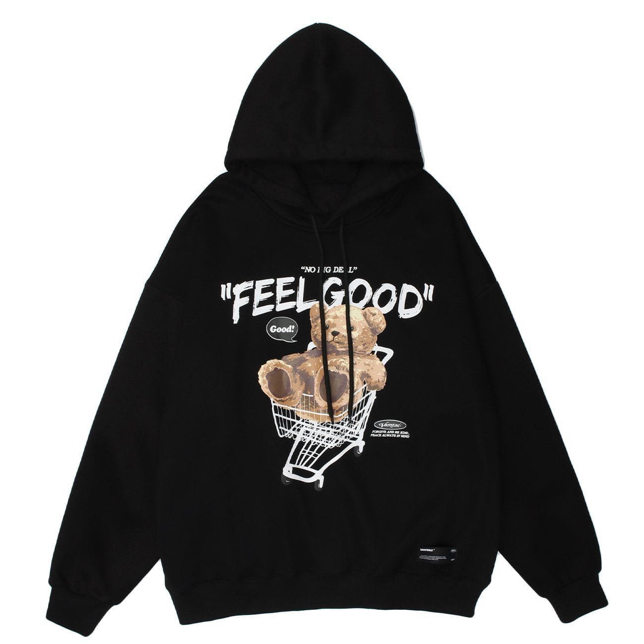 Bear Letter Shopping Cart Print Hoodie