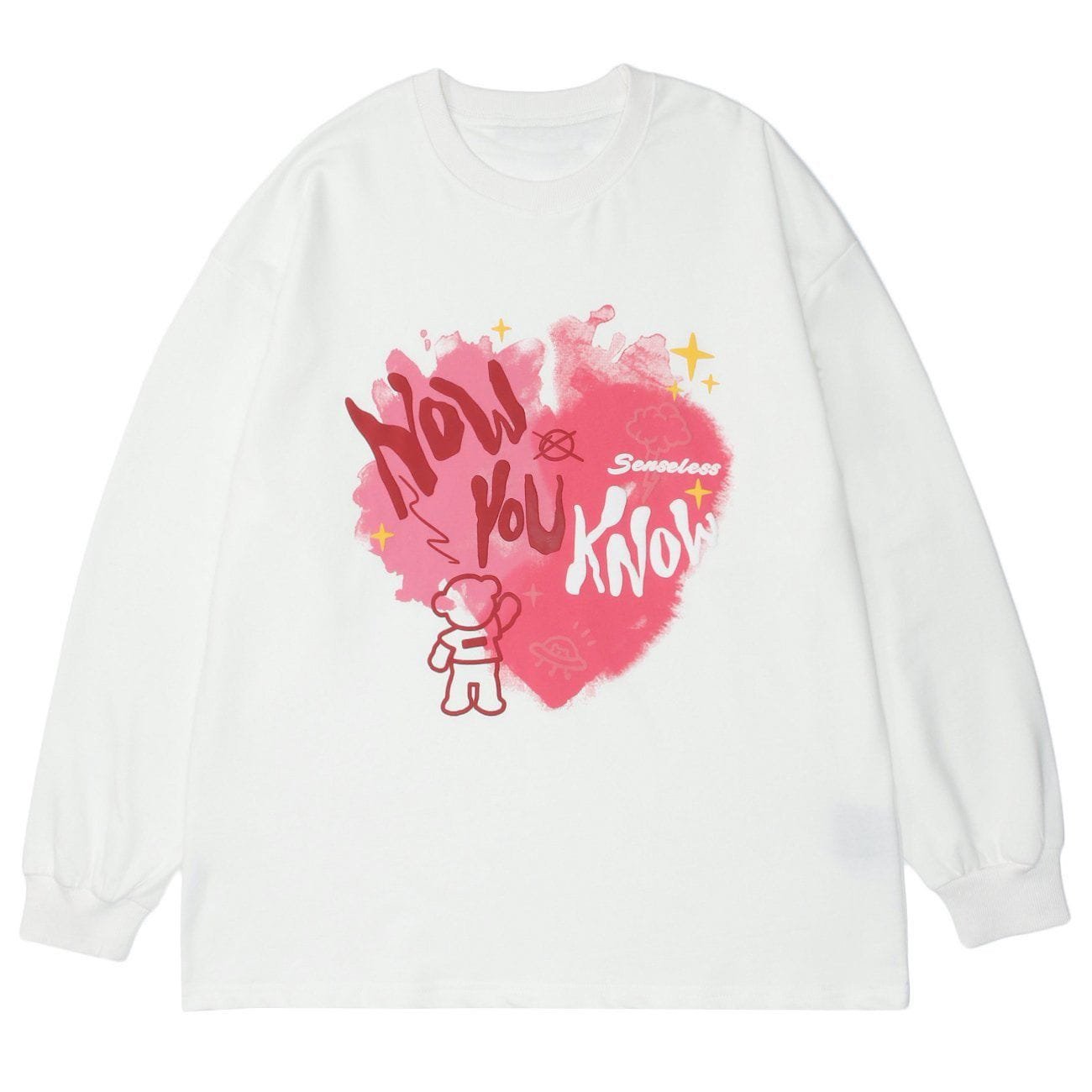Bear Letter Spaceship Graphic Sweatshirt