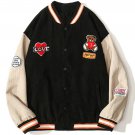 Bear Love Embroidery Patchwork Corduroy Jacket