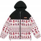 Bear Print Patchwork Hood Sherpa Winter Coat