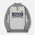 BEDYCHN Embroidery Polo Collar Sweater