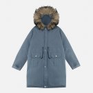 Big Hat Solid Color Extended Winter Coat