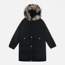 Big Hat Solid Color Extended Winter Coat