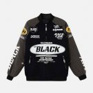 BLACK Print Biker Style Winter Coat