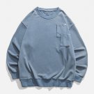 Breast Pockets Trim Washed Sweatshirts