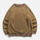 Breast Pockets Trim Washed Sweatshirts