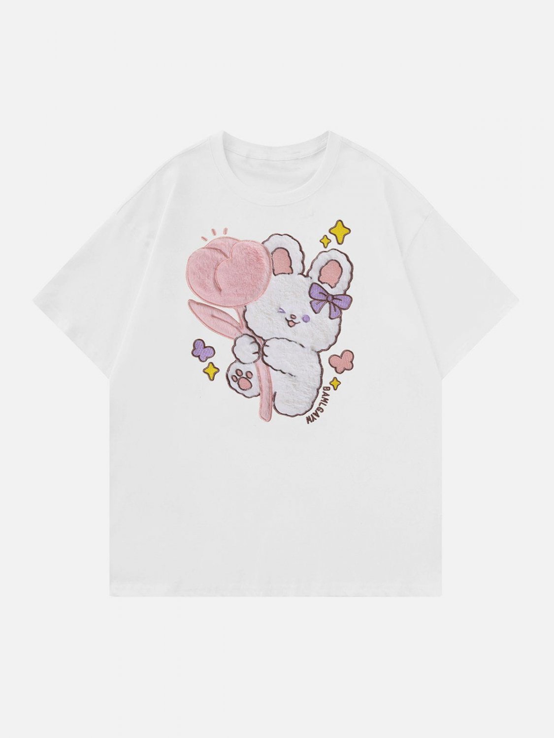 Bunny Doll Pattern Flocking Tee