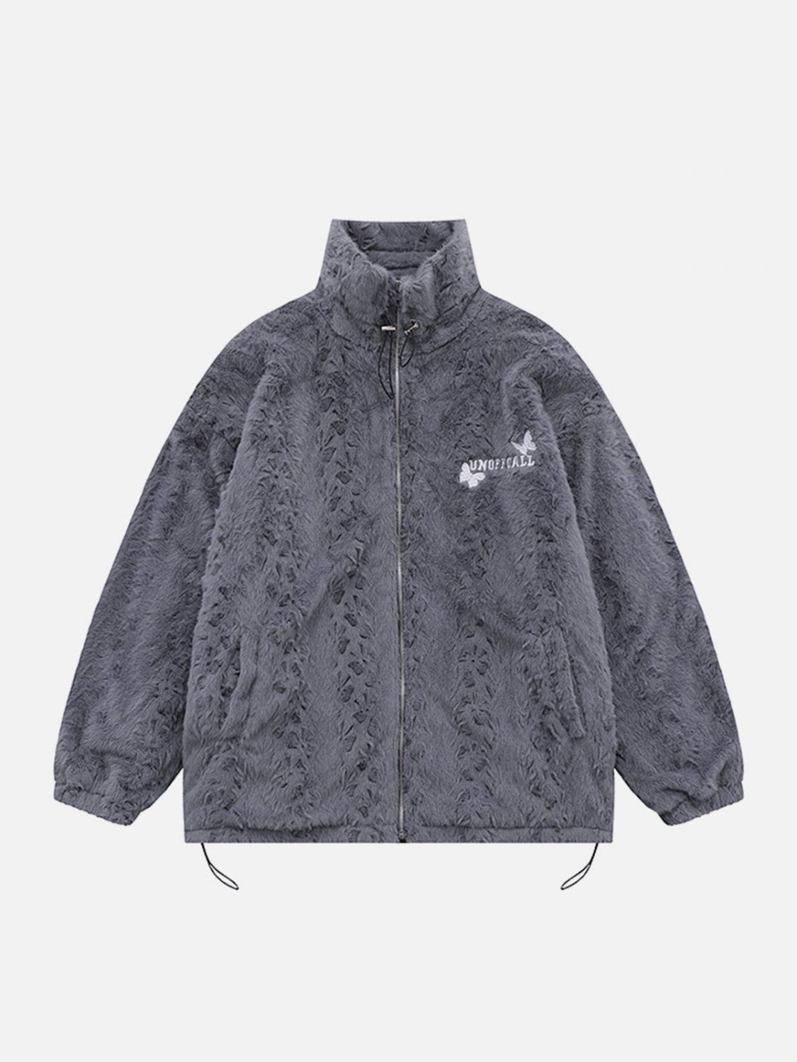 Butterfly Applique Embossed Plush Winter Coat