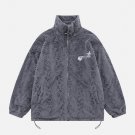 Butterfly Applique Embossed Plush Winter Coat