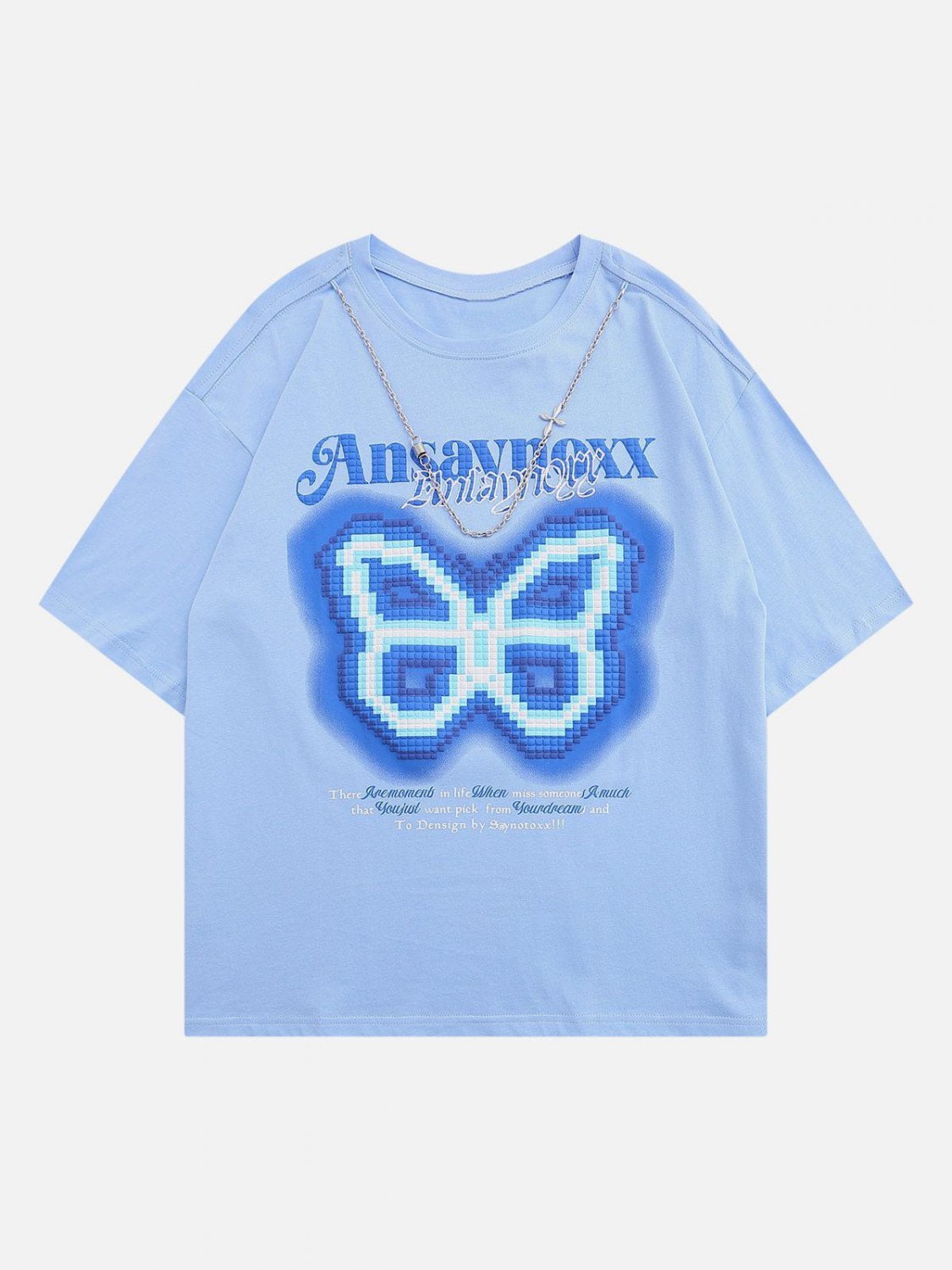 Butterfly Embroidery Chain Decoration Tee