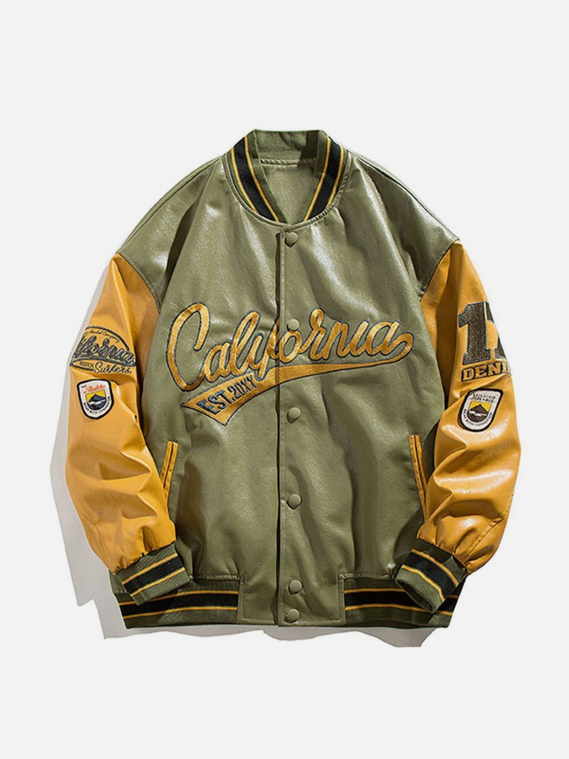 California PU Stitching Varsity Jacket