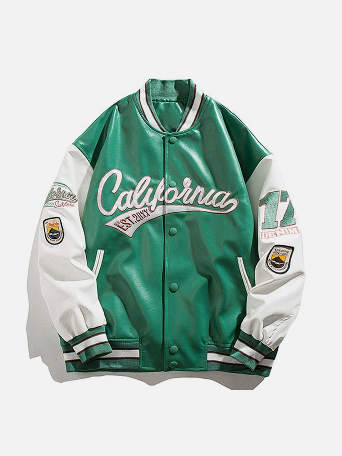 California PU Stitching Varsity Jacket