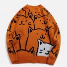 Cartoon Cat Pattern Knit Sweater