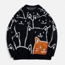 Cartoon Cat Pattern Knit Sweater