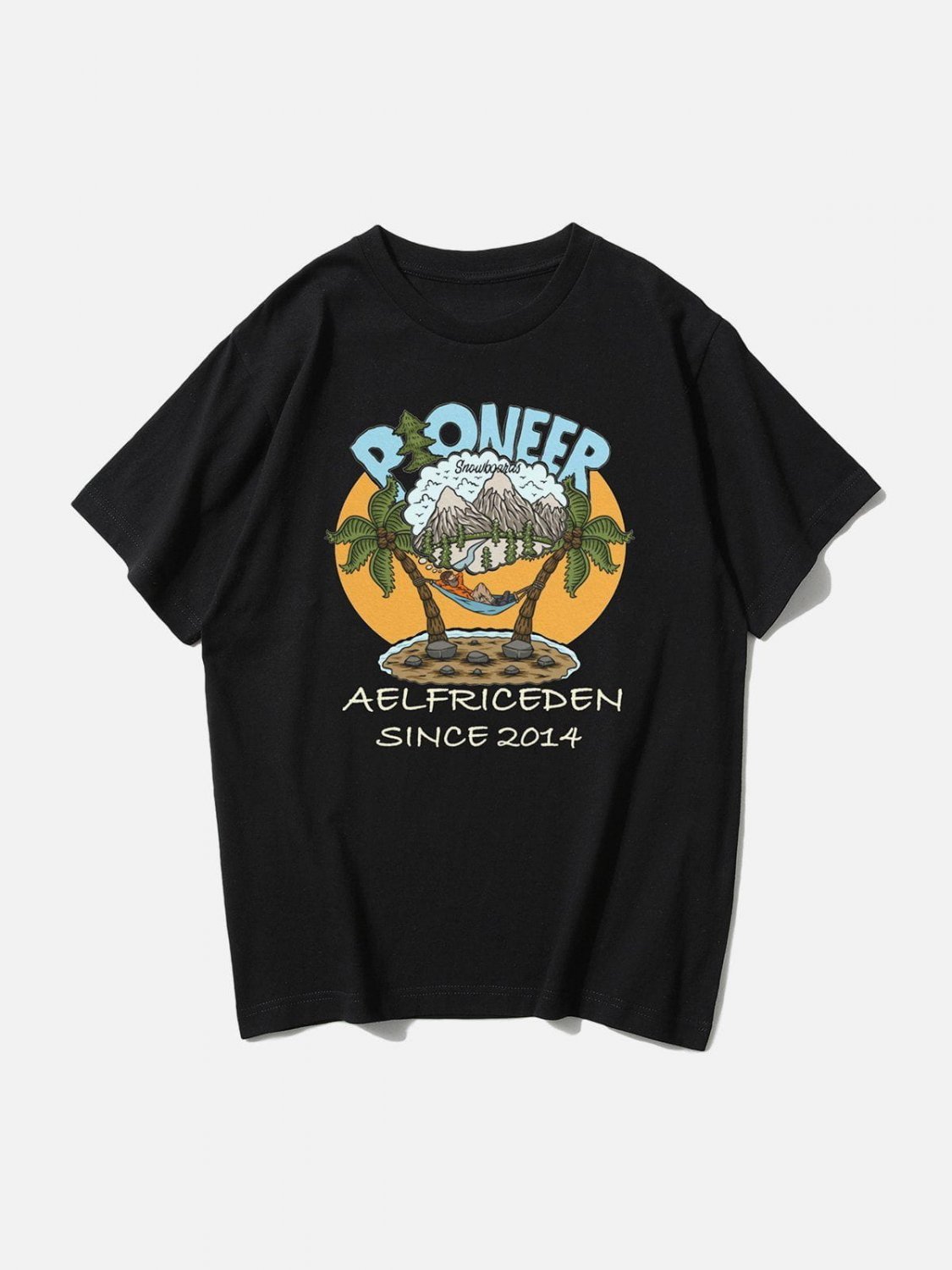 Cartoon Coconut Tree Print Tee