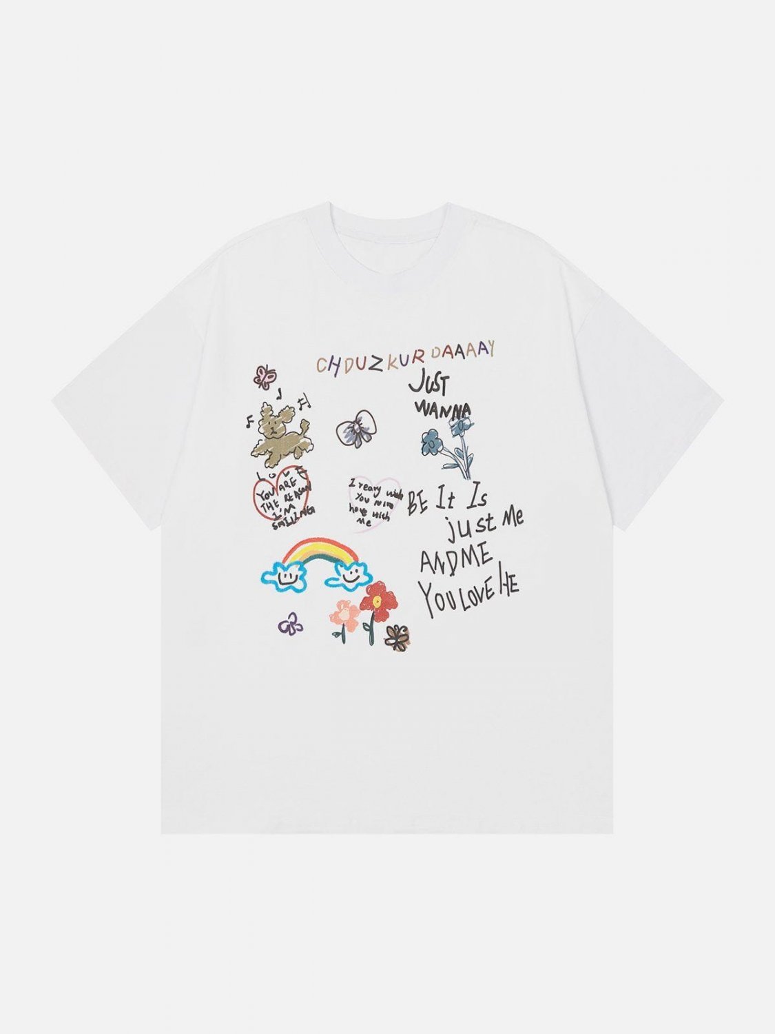 Cartoon Hand Painted Print Tee