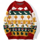 Cartoon Pattern Contrast Knit Sweater