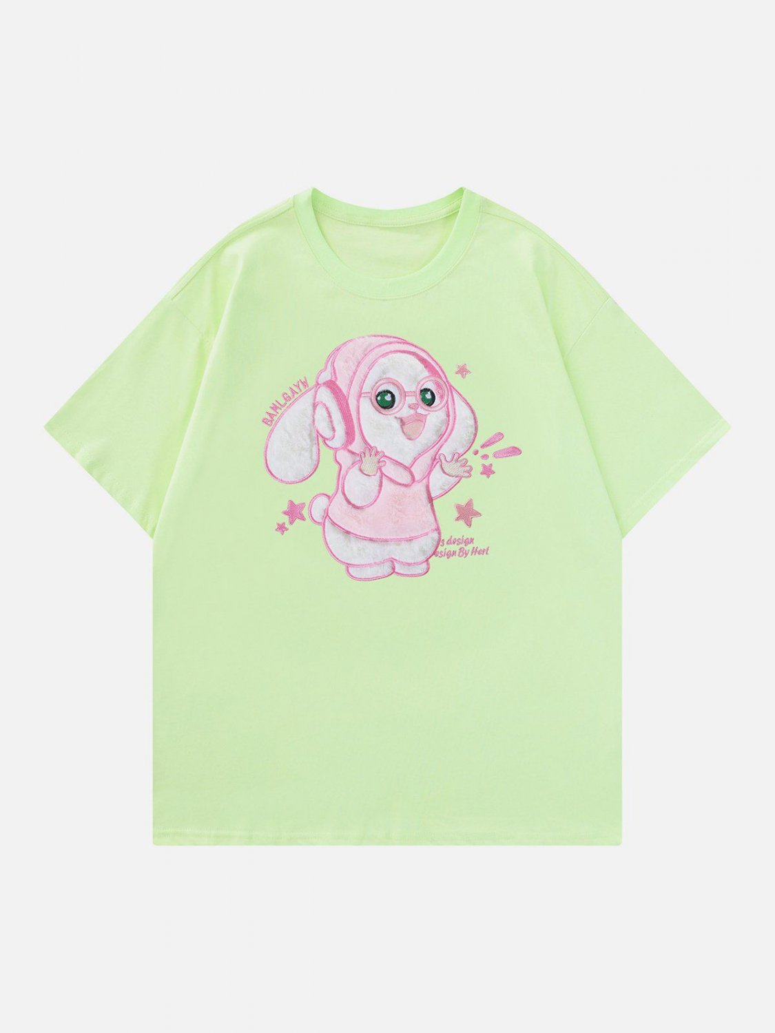 Cartoon Rabbit Embroidery Tee