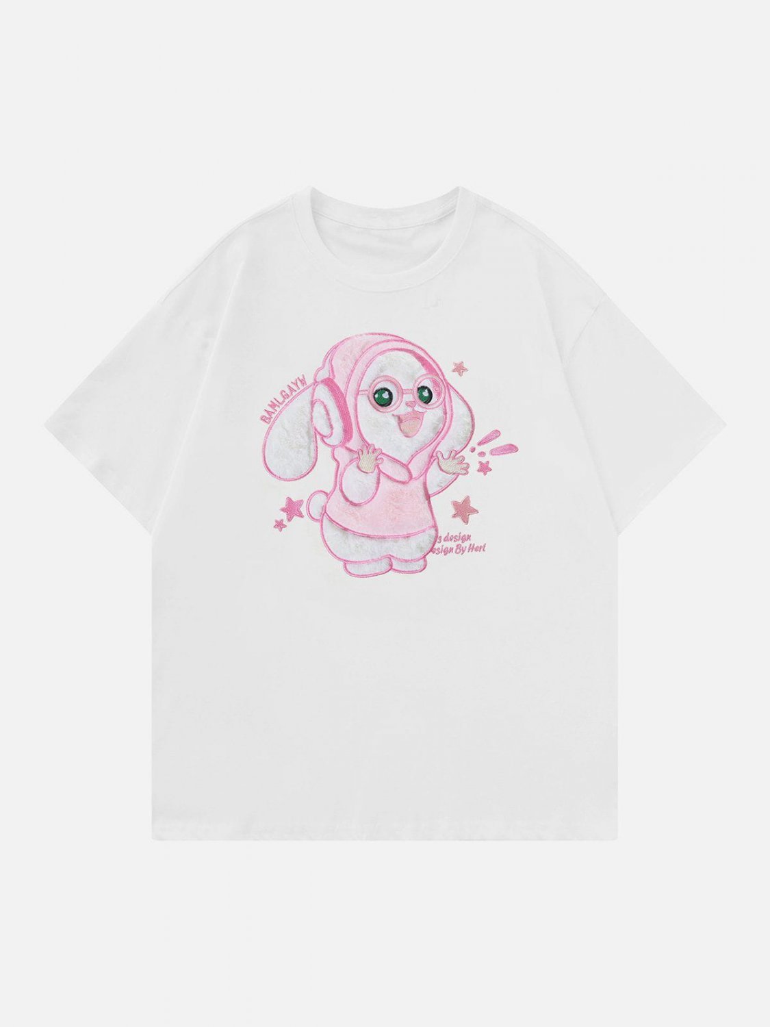 Cartoon Rabbit Embroidery Tee