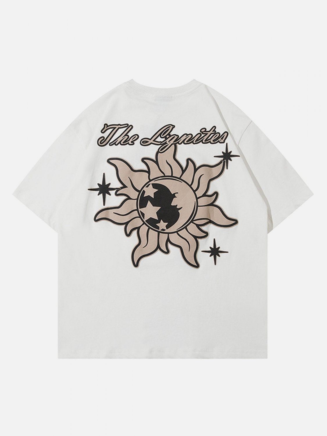 Cartoon Sun Moon Print Tee