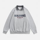 Casual Letter Print Polo Sweatshirt