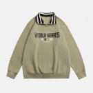 Casual Letter Print Polo Sweatshirt