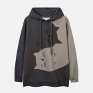 Cat Contrasting Panel Hoodie