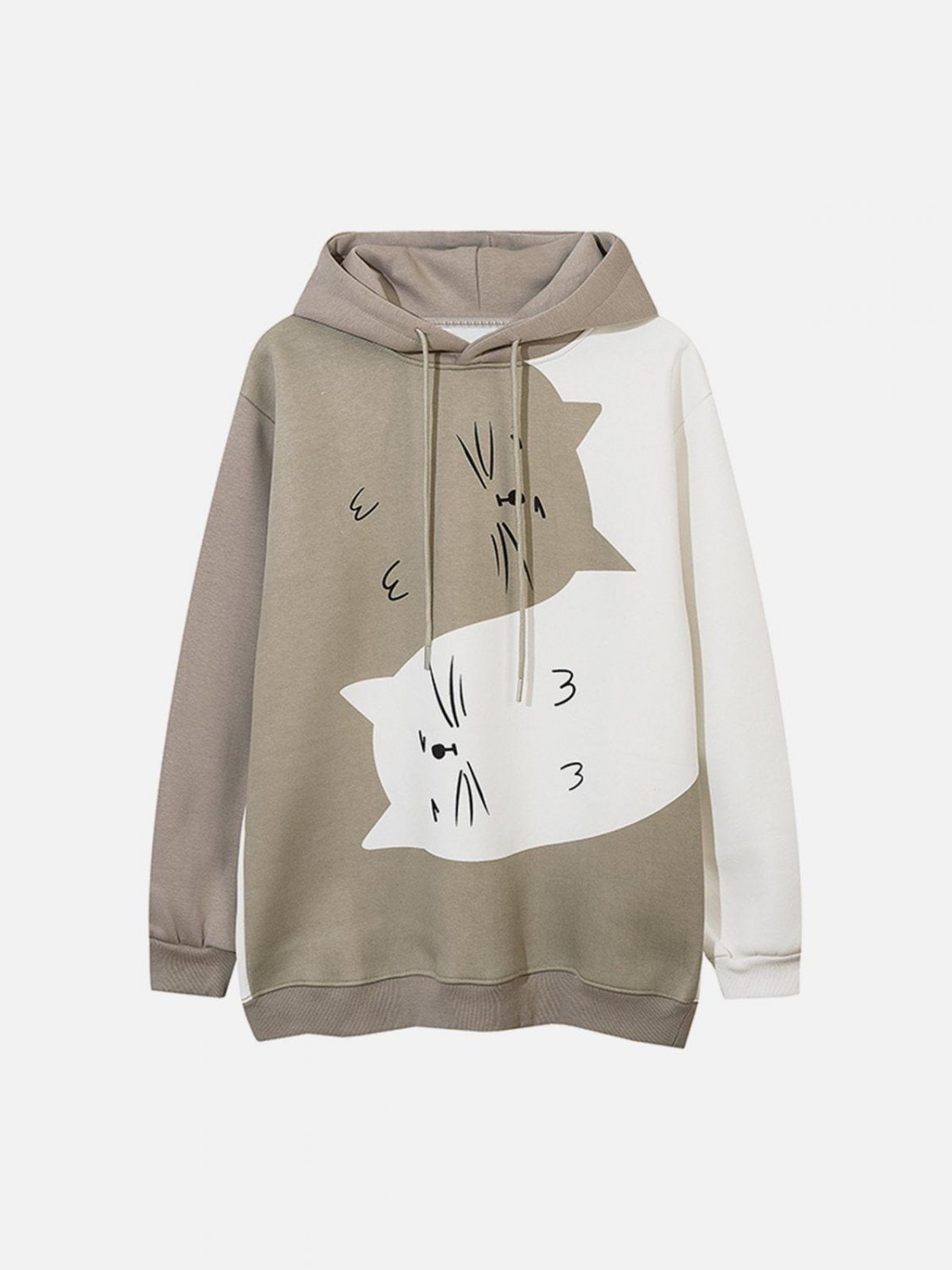 Cat Contrasting Panel Hoodie