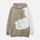 Cat Contrasting Panel Hoodie